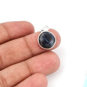 Pietersite naturelle forme ronde pierre précieuse 925 pendentif en argent Sterling Vintage plaqué argent pendentif à la mode pour unisexe - Product Image 5
