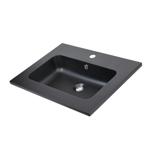 Lavello da incasso in marmo minerale nero opaco 61x46 cm mobile da bagno confezione 1 - Product Image 1