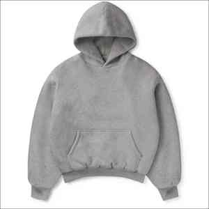 Best Quality Heather Gray Fleece <b>Hoodies</b> 100% Cotton 600GSM Heavyweight Pullover Anti Shrink Breathable Drop Shoulder <b>Hoodies</b> - Product Image 5