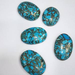 Piedra preciosa suelta de forma ovalada turquesa de cobre Natural de excelente calidad para la fabricación de joyas con tamaño personalizado - Product Image 5