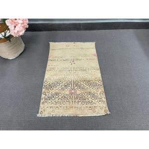 1.4x2.1 ft Rug, Turkish Rug, Vintage <b>Brown</b> <b>Wool</b> Southwestern Rug - Product Image 3