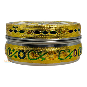 Stainless Steel Gold-Plated Meenakari Dibba Welding Technique Religious Modern Traditional Tableware for Home Decoration Gifting - Product Image 3
