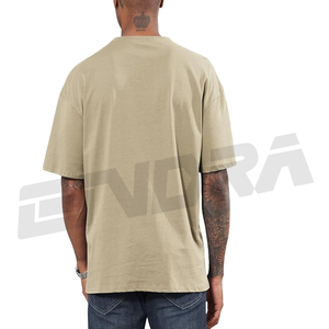 T-shirt à manches courtes et à épaules tombantes pour homme, haut décontracté à coupe ample, streetwear léger, t-shirt uni à demi-manches, design personnalisé - Product Image 3