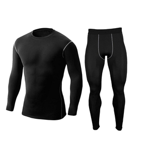 2025 ensemble de Compression tendance chaude pour hommes respirant à manches longues vêtements de sport deux pièces ensemble de gymnastique combinaison de Compression ensemble de Compression - Product Image 3