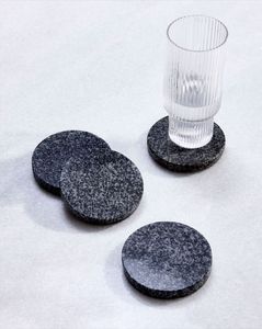 Luxurious Gray Marble Drink <b>Coasters</b> With Brass Inlay Line For Premium Modern Tabletop Styling Collection - Product Image 2