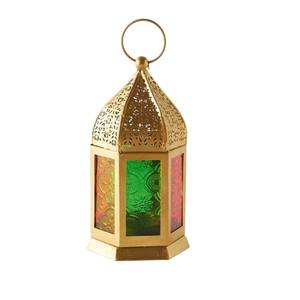 Lanterne en verre gaufré métallique, style marocain vintage, finition dorée, porte-bougie pour la décoration de la maison, les mariages et les célébrations du Ramadan - Product Image 6