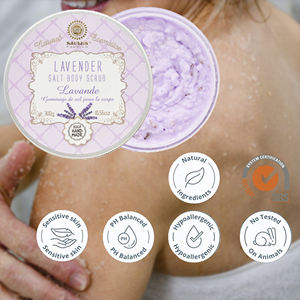 Exfoliante Corporal de Sal Marina con Manteca de Cacao y Aceite de Coco para Relajación y Piel Suave, Etiqueta Privada, Hecho a Mano con Lavanda - Product Image 4