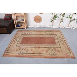 Clásico marrón Beige 5,1x6,4 pies Vintage alfombra turca Patchwork diseño lana Imitación Piel de conejo látex nuevo rectángulo pasillo cabecera - Product Image 1