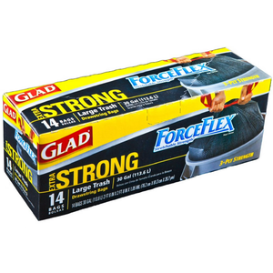 Sacs poubelle Glad Force Flex, très résistants, biodégradables, recyclables, extra résistants, grands, avec cordon de serrage, 30 gallons, noirs, 14 pièces - Product Image 4