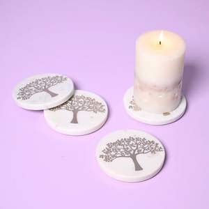 Nature inspire tree inlay gold Handcrafted <b>Marble</b> <b>Coasters</b> Artistic Dining Elegant Home Decor Luxurious Chic Accent Mats & Pads - Product Image 5