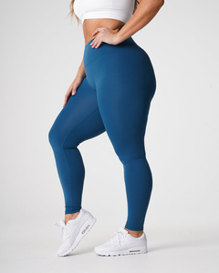 Leggings Personalizadas al por Mayor, Color Azul Pacífico, Suaves, Sedosas, de Cintura Alta y Deportivas, para Gimnasio, para Mujer - Product Image 4