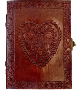 Винтажный стиль кожаный журнал с гравировкой сердца Милая записная книжка ручной работы без подкладки бумажный кожаный журнал с замком