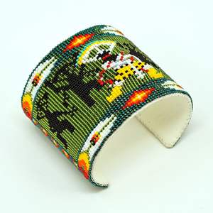 Bijoux ethniques Bracelet manchette broderie perlée Belles perles de rocaille Bracelet manchette broderie Design - Product Image 4