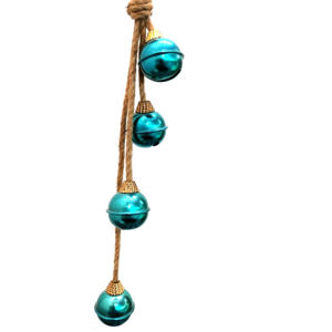 Moderno 45mm turquesa sonrisa corte Gungroo hierro artesanía yute cuerda colgante redondo Navidad decoración del hogar escultura pintura plateada - Product Image 1