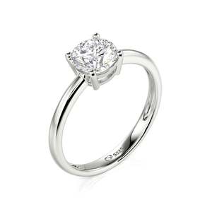 Jeulia Rhodium Plated Sterling <b>Silver</b> Round Cut <b>Solitaire</b> Gemstone <b>Ring</b> - Product Image 2