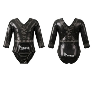 ชุดลีโอตาร์ดหนัง PU เงาสูงสำหรับยิมนาสติก ชุดฝึกซ้อมสำหรับการแข่งขัน ประดับด้วยคริสตัล เหมาะสำหรับการแสดงเต้นรำ สำหรับเด็กหญิงและผู้หญิง สำหรับการสั่งซื้อจำนวนมาก - Product Image 1