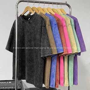 T-shirt vintage 100% coton délavé à l'acide unisexe avec logo personnalisé T-shirt vintage long et respirant en polyester/coton - Product Image 2