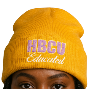 Hbcu หมวกบีนนี่สีทองมีการศึกษาหมวกอะคริลิคปักลายด้วยกำมะหยี่หมวกแฟชั่นตามสั่งสไตล์กรีก - Product Image 4