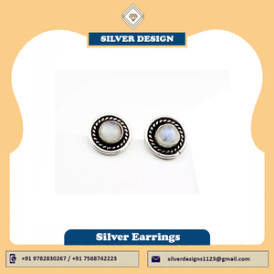 Pendientes de tuerca de Plata de Ley 925 bohemios hechos a mano para mujer, piedra lunar y piedras preciosas de arcoíris para aniversario o regalo - Product Image 2