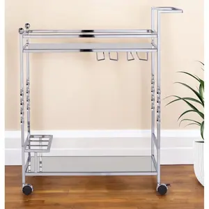 Chariot de bar de luxe en céramique de style américain, écologique, fait main, avec cadre robuste, pour la décoration intérieure et le service traiteur - Product Image 1