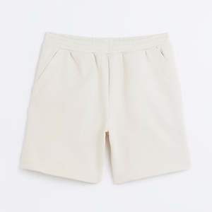 Custom Embroidered Logo 42% Cotton 58% Polyester Side <b>Slip</b> Pockets Elasticated Waist Ecru Regular Fit Jersey <b>Shorts</b> - Product Image 6