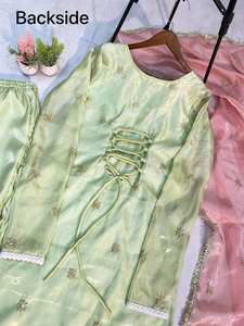 Traje Pakistaní de Alta Calidad para Mujer, Ecológico, Lavable, Estilo Tradicional Indio Dhoti, Pantalón Salwar Kameez para Eid Ramzan - Product Image 3