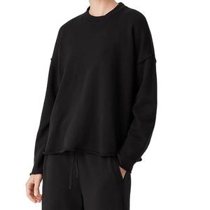 Sudadera informal de punto con cuello redondo para mujer con diseño teñido liso Logotipo frontal Mezcla de LICRA/algodón - Product Image 3