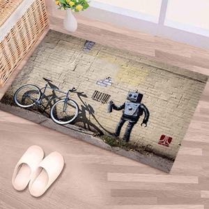 Tapis Banksy Robot Graffiti : Tapis d'entrée imprimé en 3D, tapis en chenille - Product Image 1