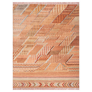Alfombra de Lana Anudada a Mano de Gran Tamaño Manchaha, Diseño Rectangular con Patrón de Parches Rojos y Naranjas para Pasillo, Alfombra para Habitación de 9x12 - Alfombras Jaipur US - Product Image 1