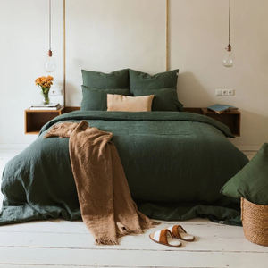 Set seprai linen organik alami 100% dan 2 sarung bantal set seprai linen dalam berbagai warna queen king ukuran kembar sprei polos - Product Image 3