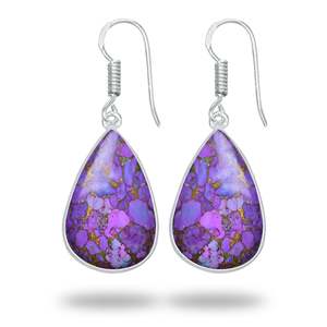 Pendientes de Diseño Exquisito, Largos, de Turquesa Púrpura para Mujer, para Uso Diario y Citas, Anillo de Turquesa Púrpura y Cobre para Mujer, Estilo Clásico - Product Image 3