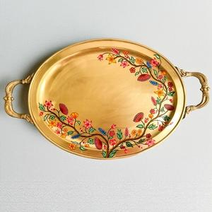 Vente chaude Moderne De Luxe Placage Or À La Main De Qualité Commerciale En Métal Plateau De Service Ensemble De Deux Pièces pour Une Utilisation De Table De Mariage - Product Image 5