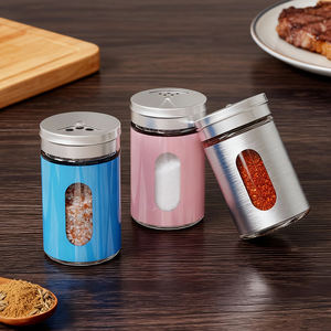 पेशेवर रसोई सीज़निंग कंटेनर 90 मिलीलीटर स्पष्ट ग्लास जार स्टेनलेस स्टील टॉप विंडो मसाला डिस्पेंसर - Product Image 3