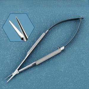 Tijeras de Cutícula Rectas con Mecanismo de Resorte, Acero Inoxidable, para Recortar Cejas, Microtijeras para Zurdos, Mango de Cerámica - Product Image 1