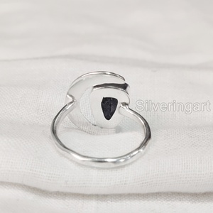 Anillo de plata de ley 925 ajustable con piedra natural de tanzanita, luna creciente, piedra de nacimiento de diciembre, para mujer - Product Image 5