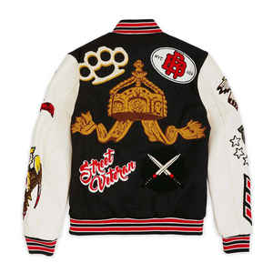 Chaqueta Varsity Personalizada de Hip Hop, Estilo Urbano, Talla Grande, Chaqueta Universitaria con Bordado de Chenilla de Calidad, Manga de Cuero de Béisbol - Product Image 1
