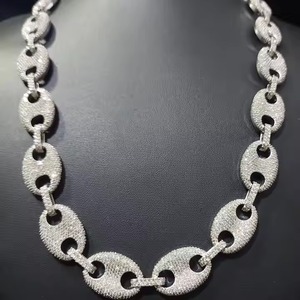 Hip Hop Chain S925 Sterling Silver <b>Gold</b> White <b>Gold</b> VVS Clarity Moissanite Round Diamond Cuban Link <b>Infinity</b> Chain for Men - Product Image 1