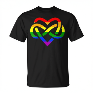 T-shirt Polyamory Infinity Heart Symbol Rainbow Pride per adulti, unisex, manica corta, girocollo, stampa digitale - Product Image 2