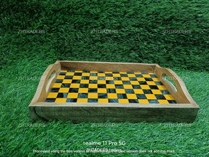 Bandeja Rectangular Grande para Servir con Incrustaciones de Resina y Hueso Elegante Bandeja Decorativa de Madera Postres Aperitivos Elegante Exhibición de Mesa - Product Image 4