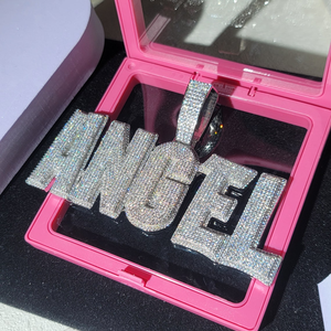 Customize Iced Pendant Big Bail 20mm Chain Personalized Stacked Letters Pendant Custom Name Necklace Hip Hop Men's Jewelry - Product Image 6