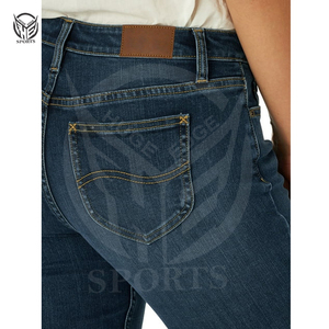 Prix d'usine en gros, matière de qualité supérieure, meilleur article, jean 100% coton, taille personnalisée, jean droit long pour femmes. - Product Image 4