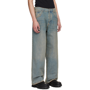 High Quality Men's Baggy Cargo Straight <b>Jeans</b> Wide Leg Pockets Custom Logo Distressed Wash Autumn Print Solid Casual <b>Work</b> - Product Image 4