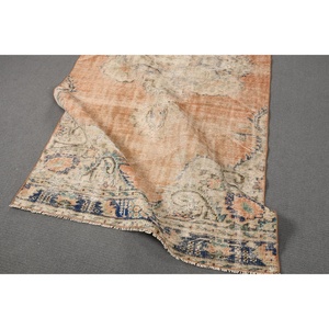 Turkish Area Rug 4.1x8.5 ft, Vintage <b>Brown</b> Oriental <b>Wool</b> Rug - Product Image 4