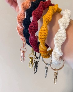Colorful Macrame Bangle <b>Key</b> <b>Ring</b> Wristlet / Macrame Keychain <b>Ring</b> - Product Image 2