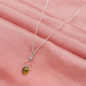 Meilleure Vente 2026 : Collier Pendentif Tendance et Élégant en Argent Sterling 925 avec Pierre Précieuse Péridot, Or Rose, Diamant et Perle pour Mariages - Product Image 3