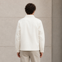 Fabricant de vestes blanches sur mesure OEM ODM, manteaux pour hommes, veste en sergé 100% coton, col rabattu, veste de travail pour hommes