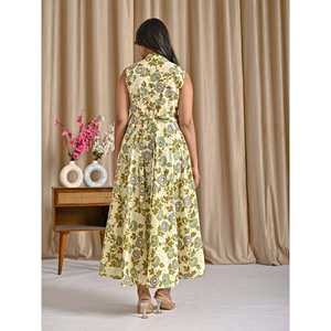 Vestido Corto Verde de Algodón Estampado con Diseño Asimétrico, Transpirable, Casual, para el Día o Discoteca, con Cintura Baja, ODM, Ropa Casual Elegante - Product Image 5