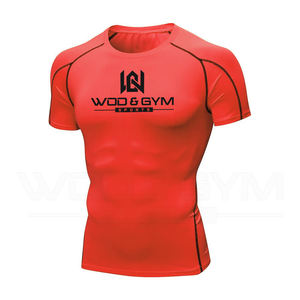 Gym Fitness personnalisé 100% polyester vêtements de course T-Shirt hommes évacuation de l'humidité solide conception Sportswear Rash Guard pour l'entraînement - Product Image 4
