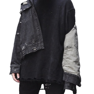 แจ็คเก็ตยีนส์มีฮู้ดสำหรับผู้ชายเสื้อแจ็คเก็ตยีนส์มีกระดุมพิมพ์ลายตัวอักษร - Product Image 6