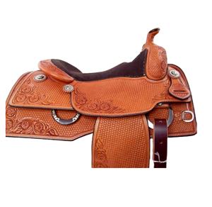 Selle de baril western pour cheval de qualité supérieure, en cuir suédé sculpté à la main, avec siège en cuir souple pour une équitation confortable - Product Image 6